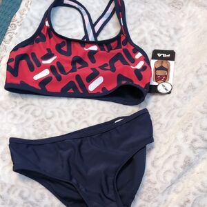 Fila Red and Blue Bikini Swim Set